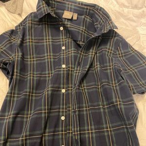 Men plaid ASOS button up shirt.
